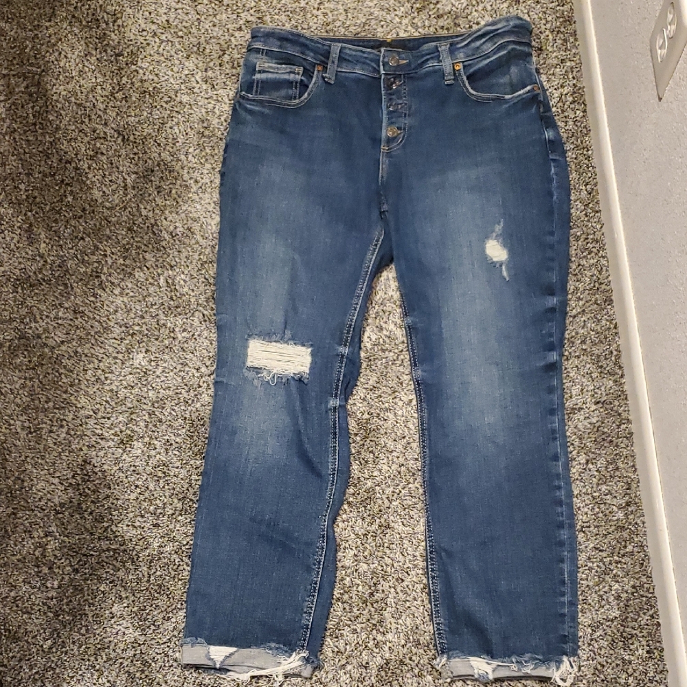 Silver Jeans Co. Straight-Leg Distressed Blue Denim